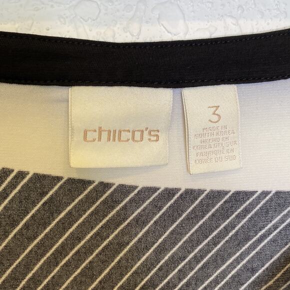 Chico’s Tropical Print Short Sleeve Blouse EUC Sz 16 Stretch Abstract Polyester - Picture 4 of 13